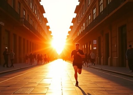 Runner in Seville at sunrise