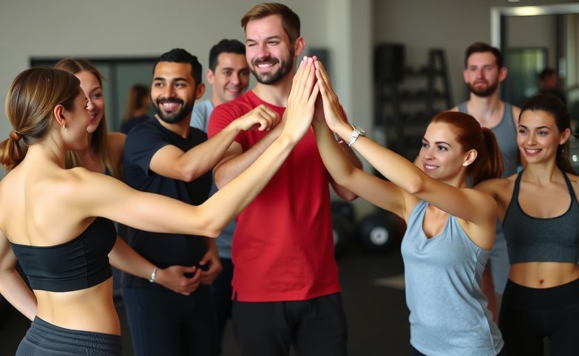 Community high-fiving after class in Seville