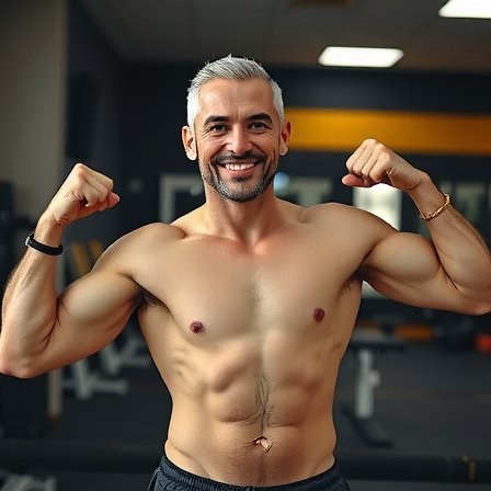 Mike lifting weights at gym Seville